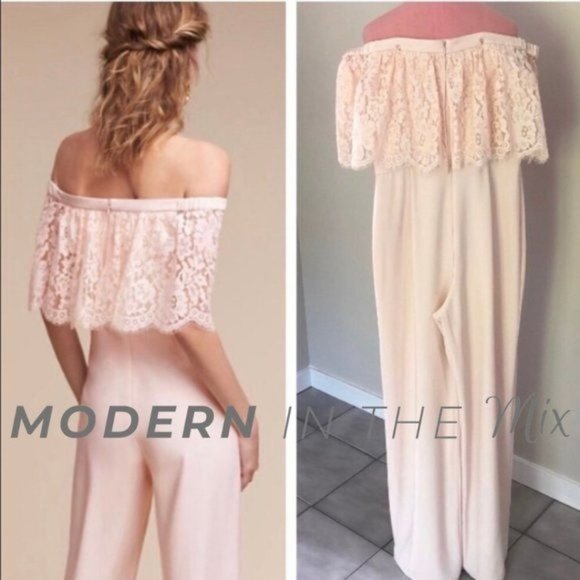 BHLDN Theia Mila Jumpsuit in Ballet Slipper Pink Size 8 EUC - Picture 7 of 7